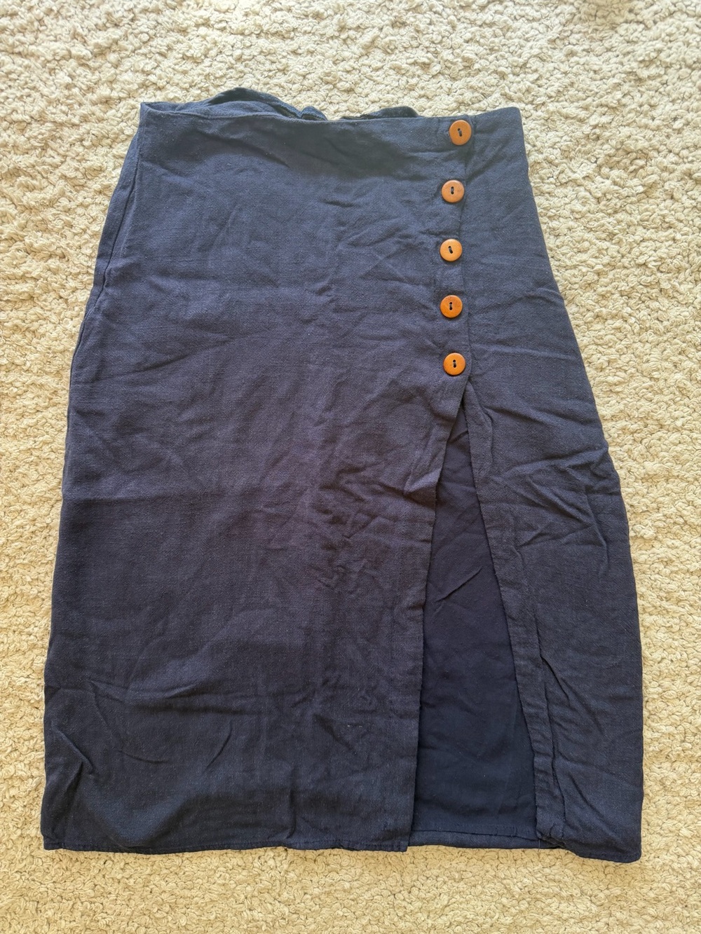 Navy Button-Front Women’s Skirt